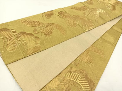 平和屋着物◎六通柄袋帯 飛鶴松文 金糸 正絹 逸品 BAAT0589yt