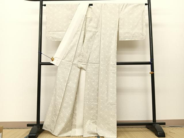 平和屋着物▽本場大島紬 単衣 9マルキ 麻の葉文様 正絹 逸品 BAAT0607yc
