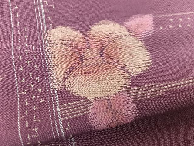 平和屋着物▽上質な紬 単衣 椿 正絹 逸品 BAAT0613yc