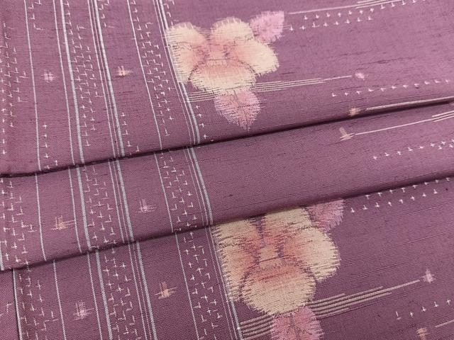 平和屋着物▽上質な紬 単衣 椿 正絹 逸品 BAAT0613yc