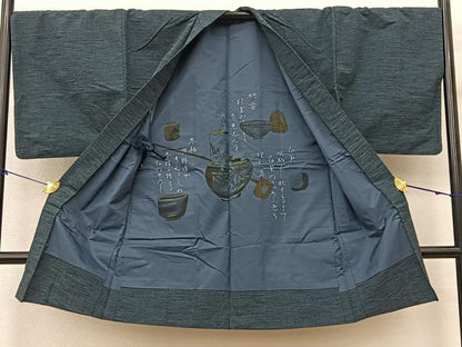 平和屋着物▽男性　紬　単衣　霞文　アンサンブル　正絹　逸品　BAAT0615yc
