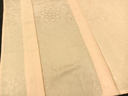 平和屋着物▽上質な色無地 単衣 切り嵌め正倉院花地紋 肌色 正絹 逸品 BAAT0616yc