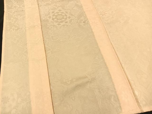 平和屋着物▽上質な色無地 単衣 切り嵌め正倉院花地紋 肌色 正絹 逸品 BAAT0616yc