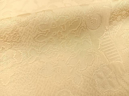 平和屋着物▽上質な色無地 単衣 切り嵌め正倉院花地紋 肌色 正絹 逸品 BAAT0616yc