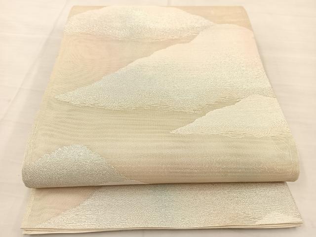 平和屋着物＊夏物　六通柄袋帯　重ね山文　銀糸　正絹　逸品　BAAT0629yc