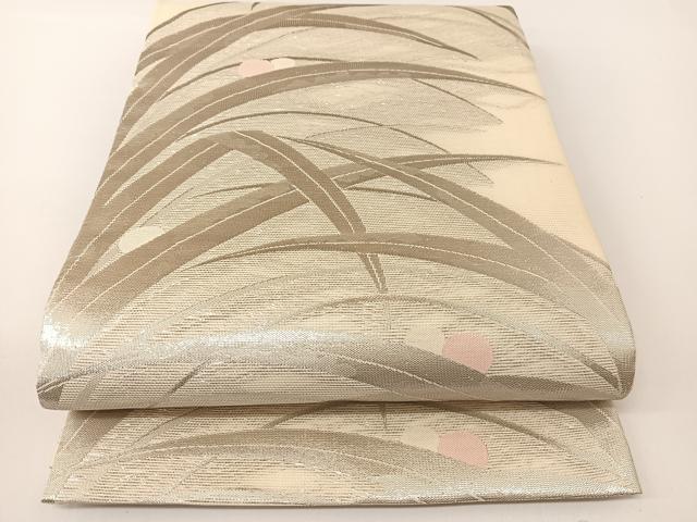 平和屋着物＊夏物　六通柄袋帯　露芝文　銀糸　正絹　逸品　BAAT0674yc