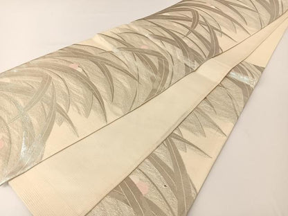 平和屋着物＊夏物　六通柄袋帯　露芝文　銀糸　正絹　逸品　BAAT0674yc