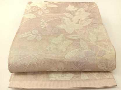 平和屋着物＊夏物 六通柄袋帯 秋草文 銀糸 正絹 逸品 BAAT0703yc