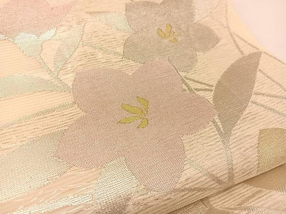 平和屋着物＊夏物 六通柄袋帯 桔梗文 金銀糸 正絹 逸品 BAAT0706yc