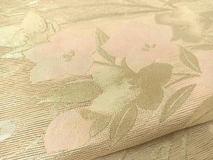 平和屋着物＊夏物 六通柄袋帯 流水秋草文 銀糸 正絹 逸品 BAAT0730yc
