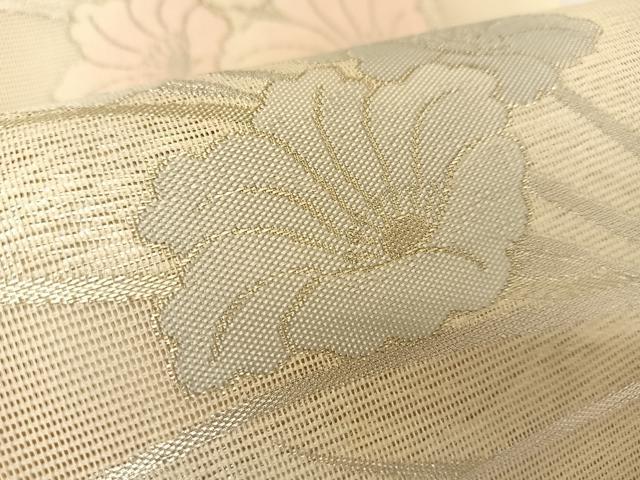 平和屋着物＊夏物　六通柄袋帯　草花文　銀糸　正絹　逸品　BAAT0736yc