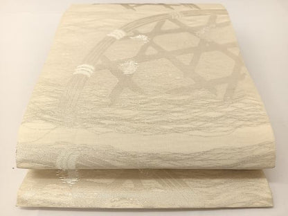 平和屋着物＊夏物 六通柄袋帯 籬文 銀糸 正絹 逸品 BAAT0744yc