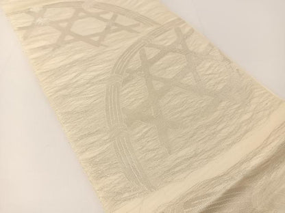 平和屋着物＊夏物 六通柄袋帯 籬文 銀糸 正絹 逸品 BAAT0744yc