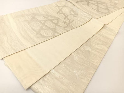平和屋着物＊夏物 六通柄袋帯 籬文 銀糸 正絹 逸品 BAAT0744yc
