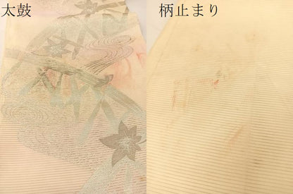 平和屋着物＊夏物 六通柄袋帯 竜田川 銀糸 正絹 逸品 BAAT0757yc