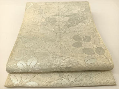平和屋着物＊夏物　六通柄袋帯　萩文　銀糸　正絹　逸品　BAAT0760yc