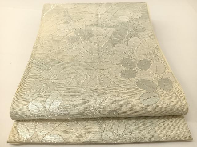 平和屋着物＊夏物　六通柄袋帯　萩文　銀糸　正絹　逸品　BAAT0760yc
