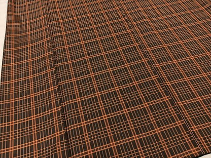 平和屋着物●黄八丈 紬 格子柄 正絹 逸品 BAAT0807yc