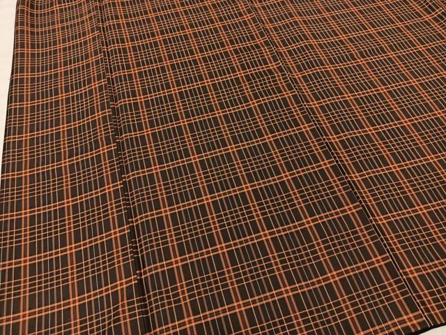 平和屋着物●黄八丈 紬 格子柄 正絹 逸品 BAAT0807yc