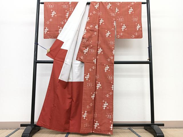 平和屋着物●本場琉球絣　紬　正絹　逸品　BAAT0855yc