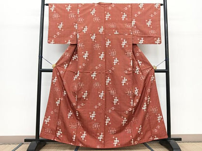 平和屋着物●本場琉球絣　紬　正絹　逸品　BAAT0855yc