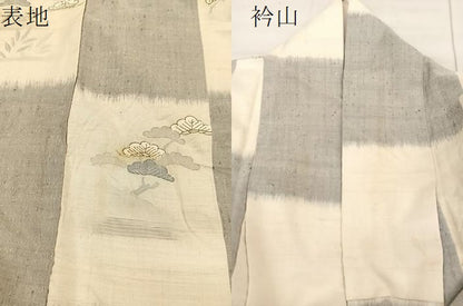平和屋着物●生紬 市松風景文 正絹 逸品 BAAT0857yc