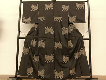 平和屋着物●本場大島紬 9マルキ 地空き 唐獅子 正絹 逸品 BAAT0870yc