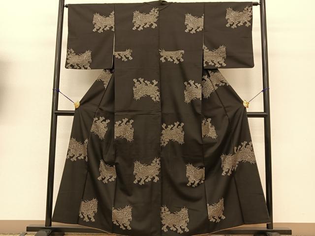 平和屋着物●本場大島紬 9マルキ 地空き 唐獅子 正絹 逸品 BAAT0870yc