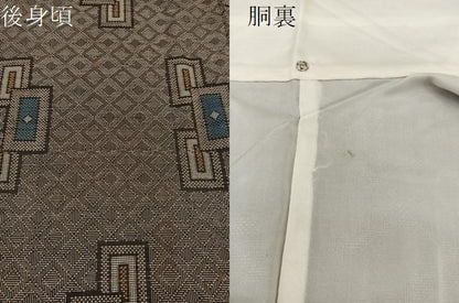 平和屋着物●本場大島紬　短冊文　正絹　逸品　BAAT0872yc