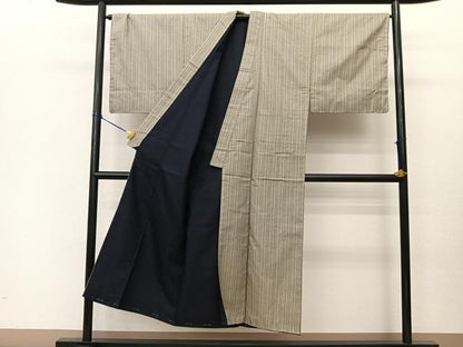 平和屋着物●男性　お召　アンサンブル　間道　正絹　逸品　未使用　BAAT1000yc