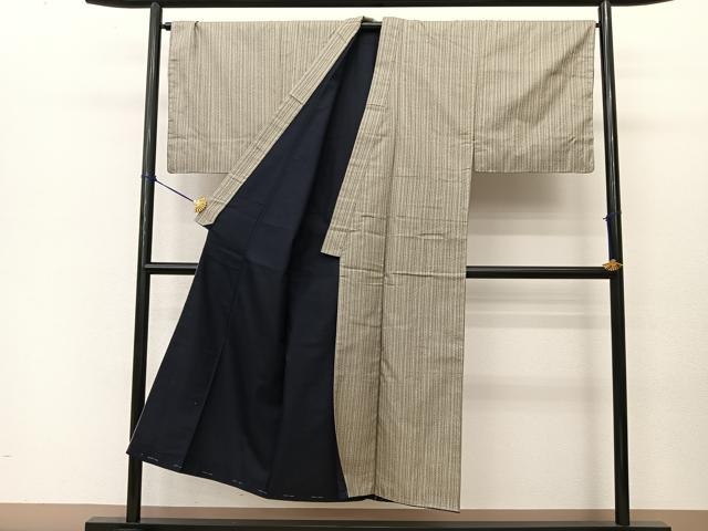 平和屋着物●男性　お召　アンサンブル　間道　正絹　逸品　未使用　BAAT1000yc