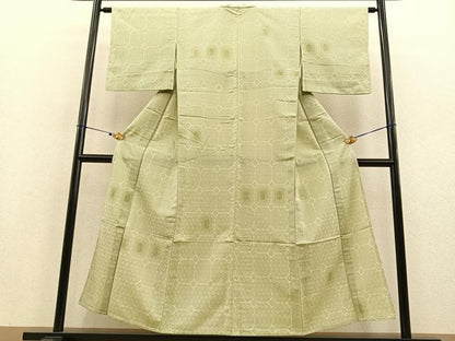 平和屋着物▽上質なお召 単衣 蜀江文 正絹 逸品 BAAT1104hv