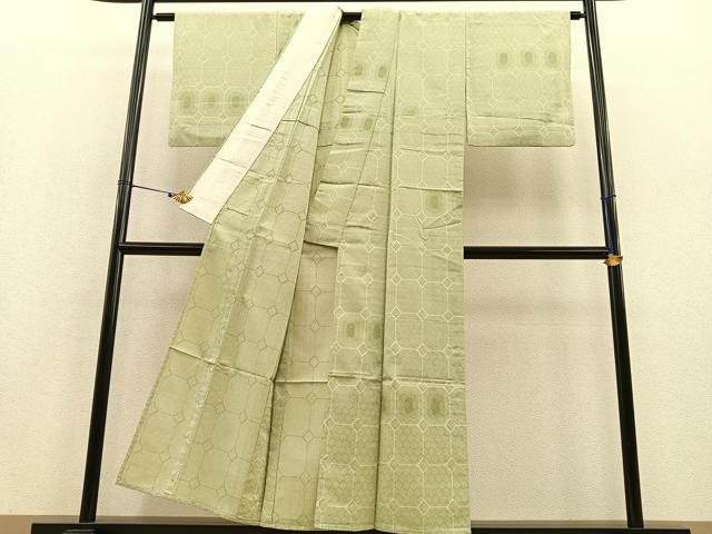 平和屋着物▽上質なお召 単衣 蜀江文 正絹 逸品 BAAT1104hv