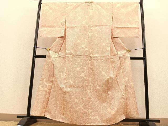 平和屋着物▽上質な小紋 単衣 菊 正絹 逸品 BAAT1108hv