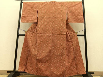 平和屋着物▽上質な紬 単衣 色紙重ね 正絹 逸品 BAAT1112hv