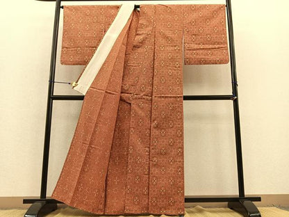 平和屋着物▽上質な紬 単衣 色紙重ね 正絹 逸品 BAAT1112hv