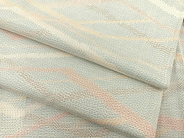 平和屋着物▽上質な紬 単衣 幾何学文様 正絹 逸品 BAAT1113hv