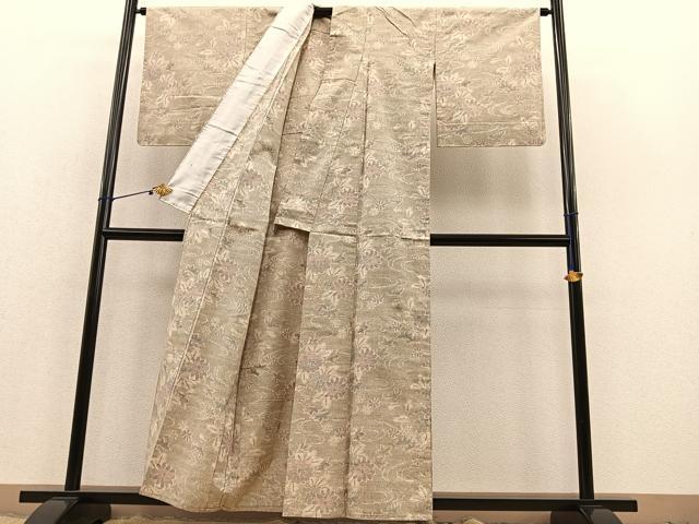 平和屋着物▽上質な紬 単衣 竜田川 正絹 逸品 BAAT1114hv