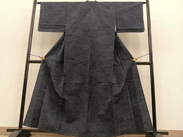 平和屋着物▽上質な紬 単衣 花尽し 正絹 逸品 BAAT1117hv