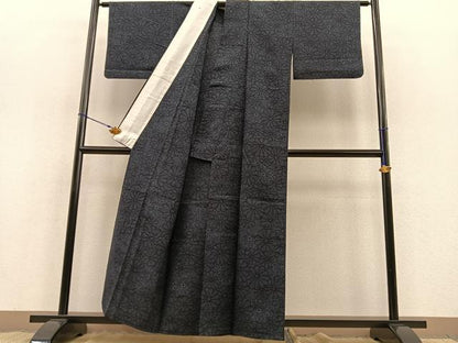 平和屋着物▽上質な紬 単衣 花尽し 正絹 逸品 BAAT1117hv