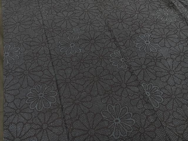 平和屋着物▽上質な紬 単衣 花尽し 正絹 逸品 BAAT1117hv