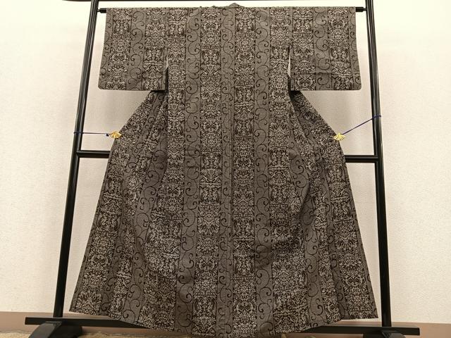 平和屋着物▽上質な紬 単衣 動物花間道 正絹 逸品 BAAT1119hv