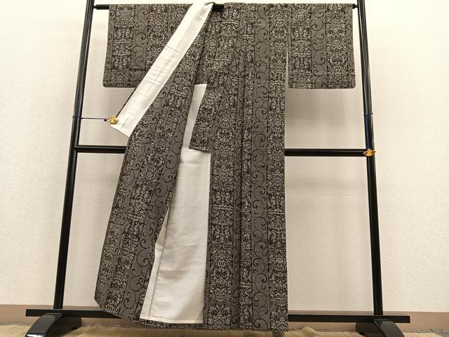 平和屋着物▽上質な紬 単衣 動物花間道 正絹 逸品 BAAT1119hv