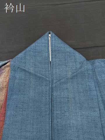平和屋着物▽上質な紬 単衣 間道 正絹 逸品 BAAT1124hv