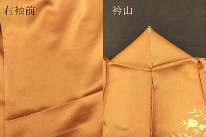 平和屋着物▽訪問着 単衣 刺繍 万寿菊 金彩 正絹 逸品 BAAT1130hv