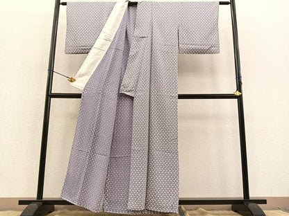 平和屋着物▽上質な小紋 単衣 草花文 正絹 逸品 BAAT1131hv