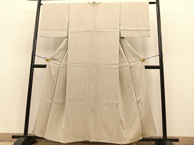 平和屋着物▽上質な小紋　単衣　よろけ縞　正絹　逸品　BAAT1141hv