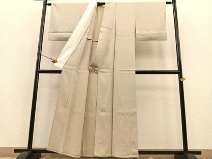 平和屋着物▽上質な小紋　単衣　よろけ縞　正絹　逸品　BAAT1141hv
