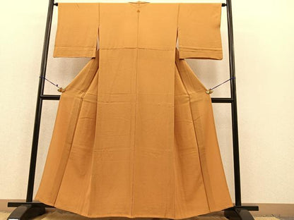 平和屋着物▽上質な色無地 単衣 狐色 正絹 逸品 BAAT1142hv