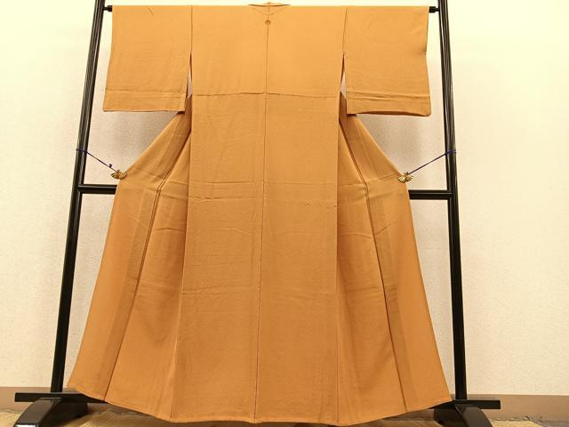 平和屋着物▽上質な色無地 単衣 狐色 正絹 逸品 BAAT1142hv